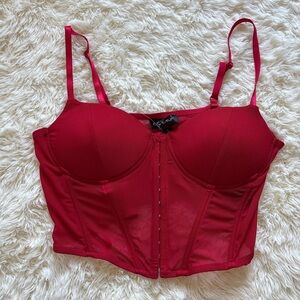 Say What? Red Longline Bustier Tank Top with Front Hooks